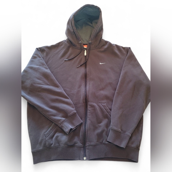 Nike Full Zip Hoodie Men's XL Vintage FA10 Logo Sweatshirt Streetwear Brown - Picture 2 of 8